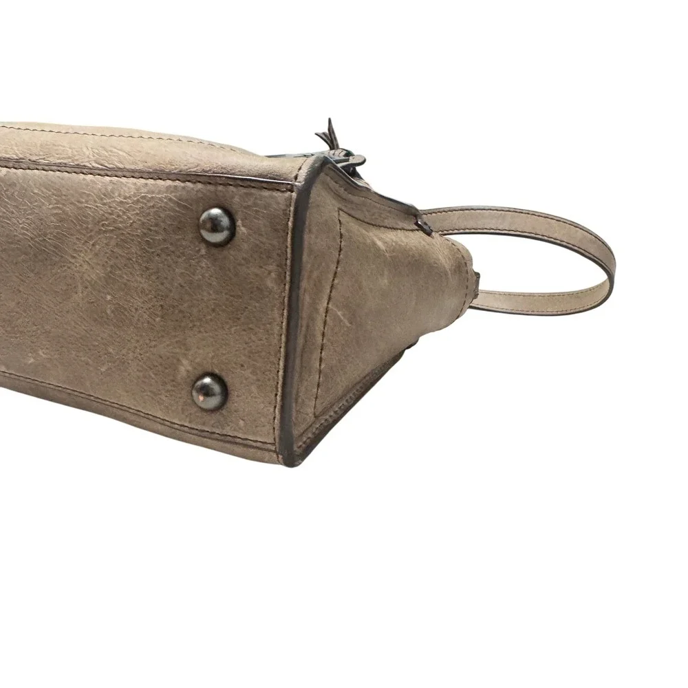 Frye Taupe Leather Satchel with Chain Strap